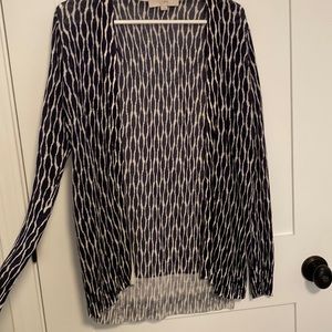 LOFT navy pattern open cardigan, Size M